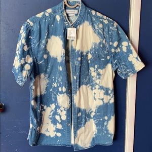 Urban Outfitters Acid Wash Collarless Button-up